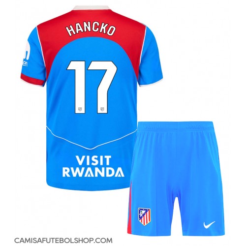 Camisa de time de futebol Atletico Madrid David Hancko #17 Replicas 3º Equipamento Infantil 2025-26 Manga Curta (+ Calças curtas)